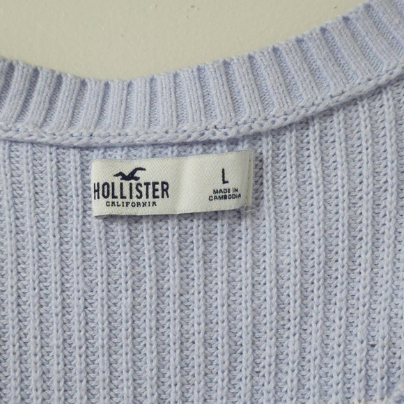 HOLLISTER Preppy Oversized Chunky Knit Striped V-Neck Pullover Sweater, Size L - Picture 4 of 13